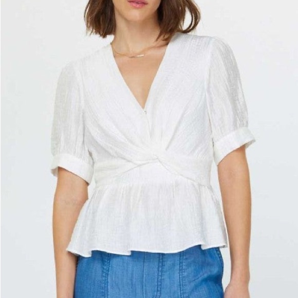 Current Air White Short Sleeve Twist Detail Blouse - Picture 2 of 9